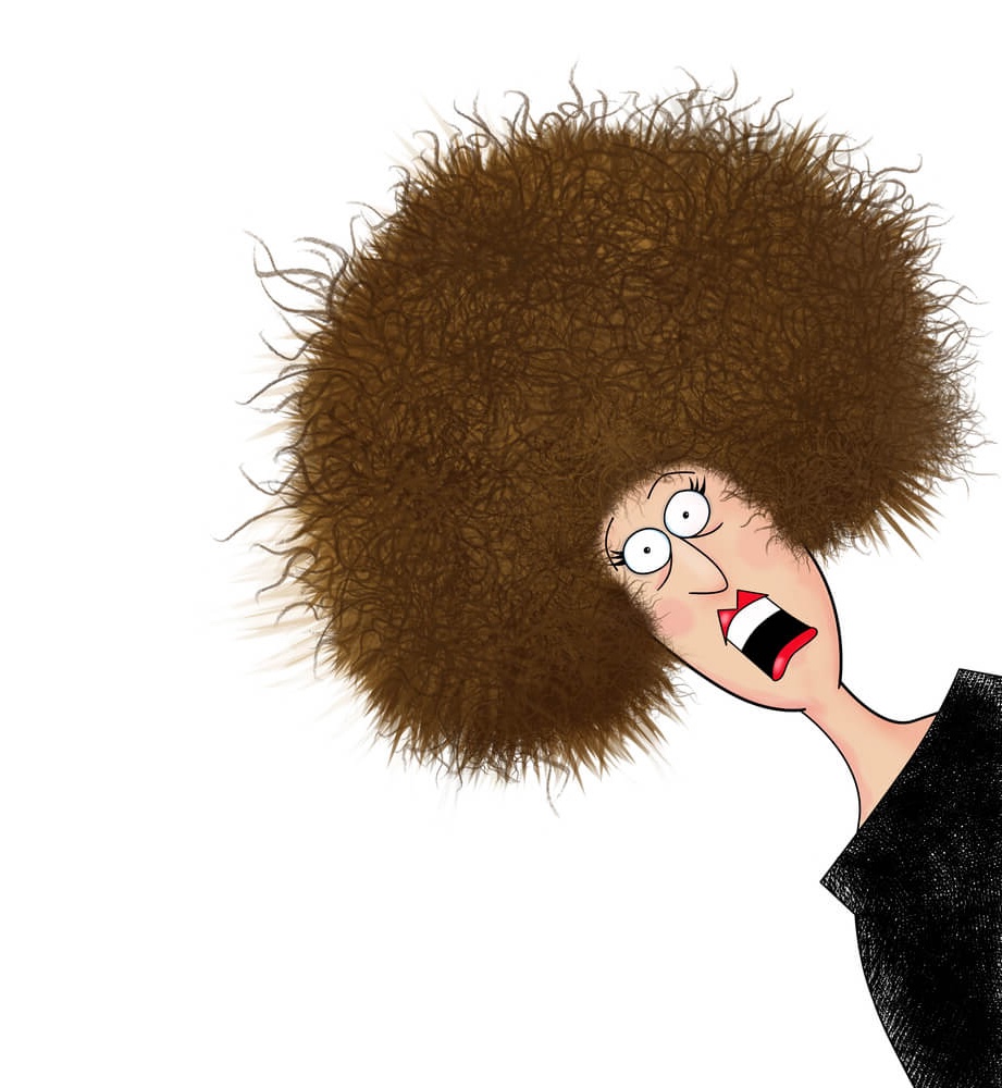 cartoon character with wild hair coming in to the graphic on an angle illustrating being triggered out of character