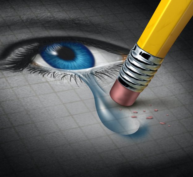 graphic of an eye with a teardrop revealing how we cry for no reason