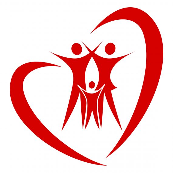 graphic design of three stick characters representing heart-centered family therapy